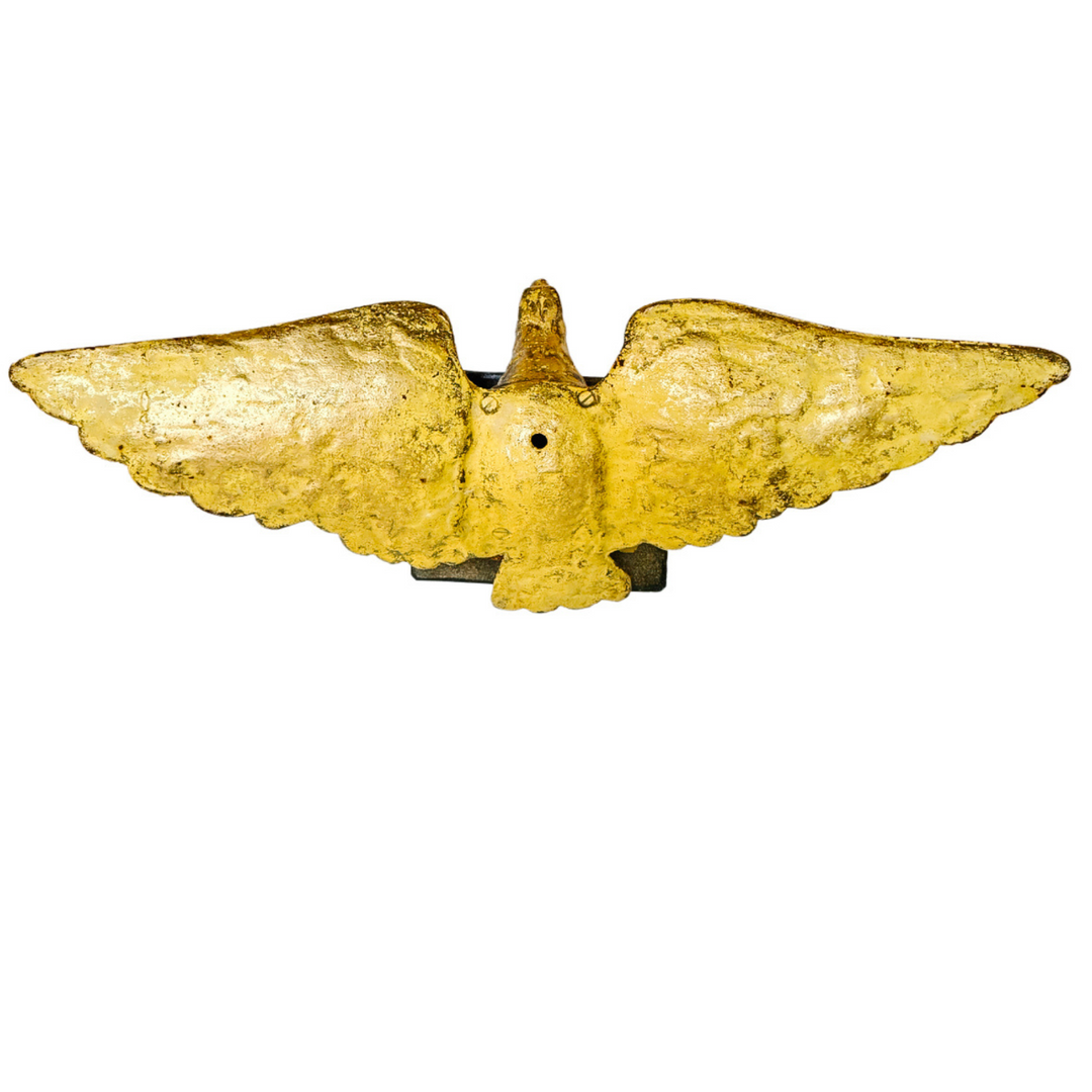 Large Mid-Century Gilded Solid Iron Bald Eagle Architectural Salvage