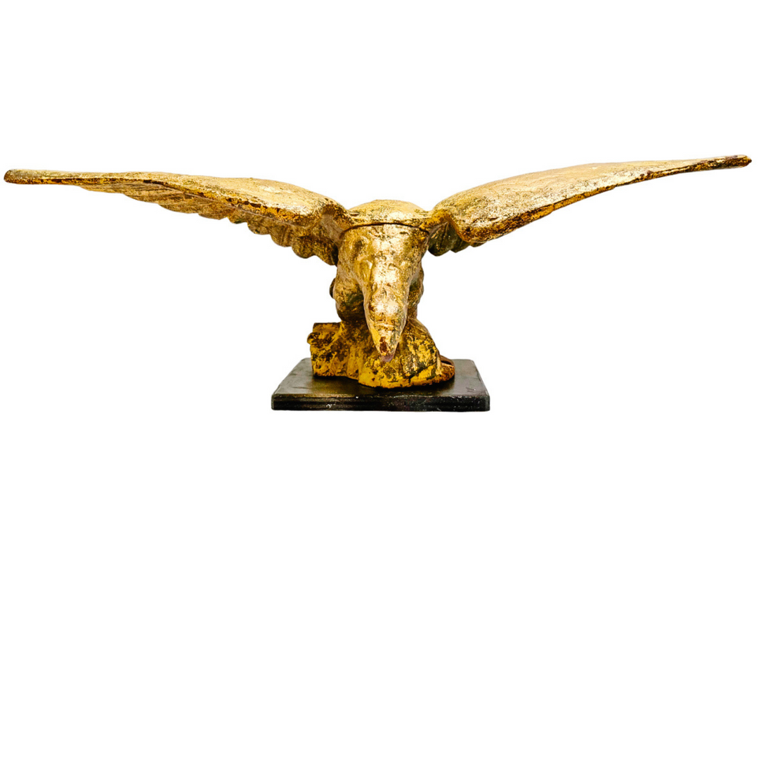 Large Mid-Century Gilded Solid Iron Bald Eagle Architectural Salvage