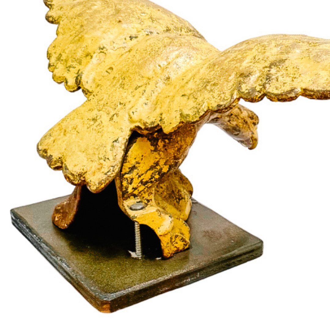 Large Mid-Century Gilded Solid Iron Bald Eagle Architectural Salvage
