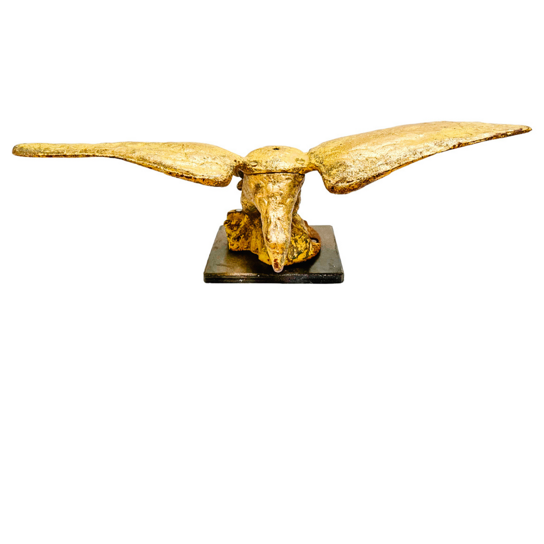 Large Mid-Century Gilded Solid Iron Bald Eagle Architectural Salvage