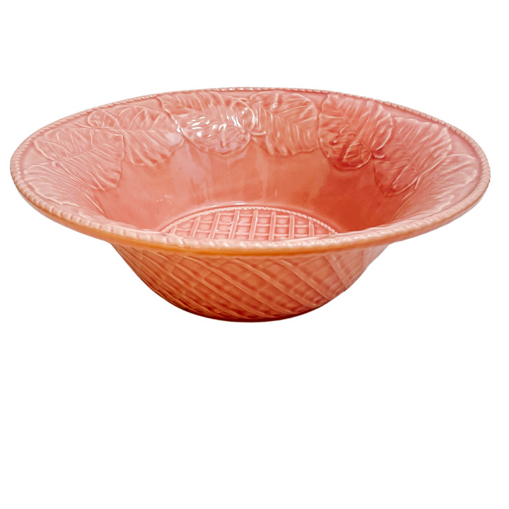 Large Pink Leaf Salad Serving Bowl by Bordallo Pinheiro