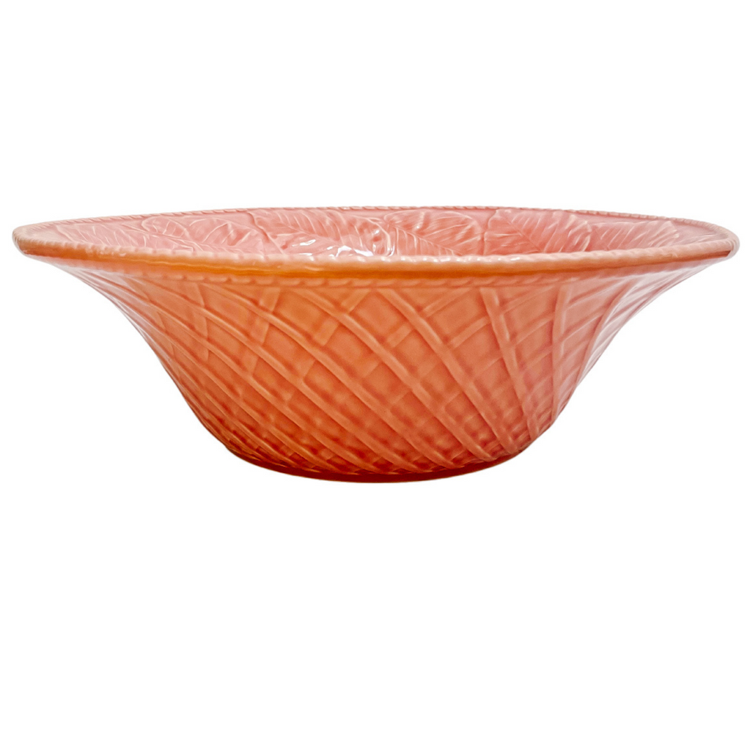 Large Pink Leaf Salad Serving Bowl by Bordallo Pinheiro