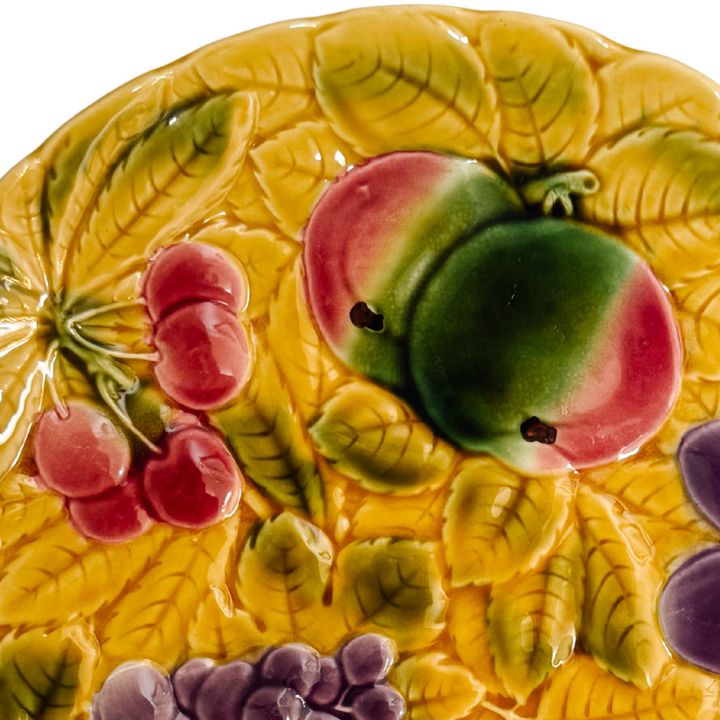 Large 12" Sarreguemines French Faience Mixed Fruit Serving Platter