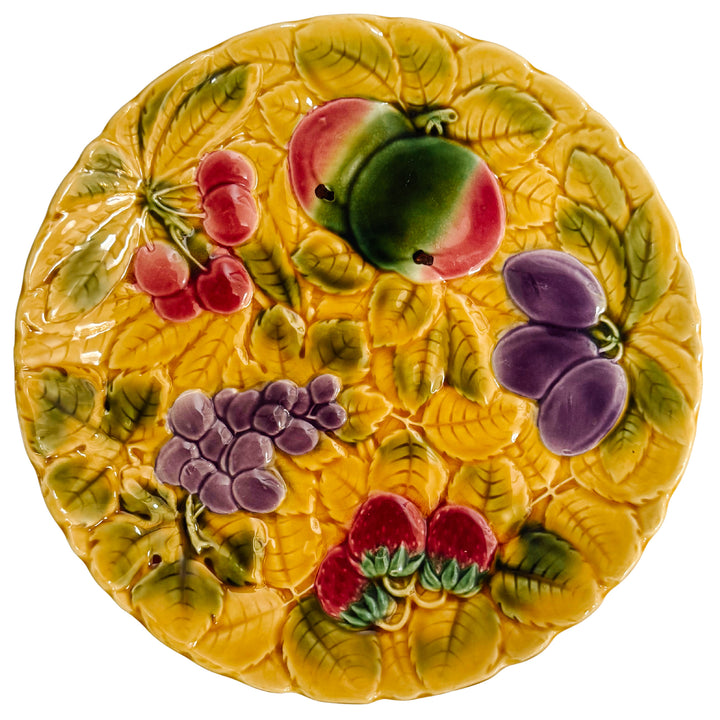Large 12" Sarreguemines French Faience Mixed Fruit Serving Platter