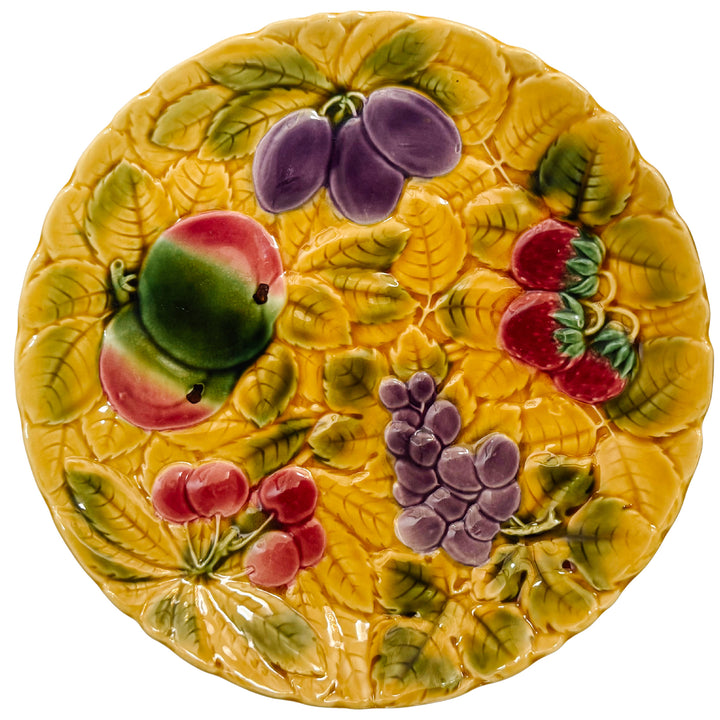 Large 12" Sarreguemines French Faience Mixed Fruit Serving Platter