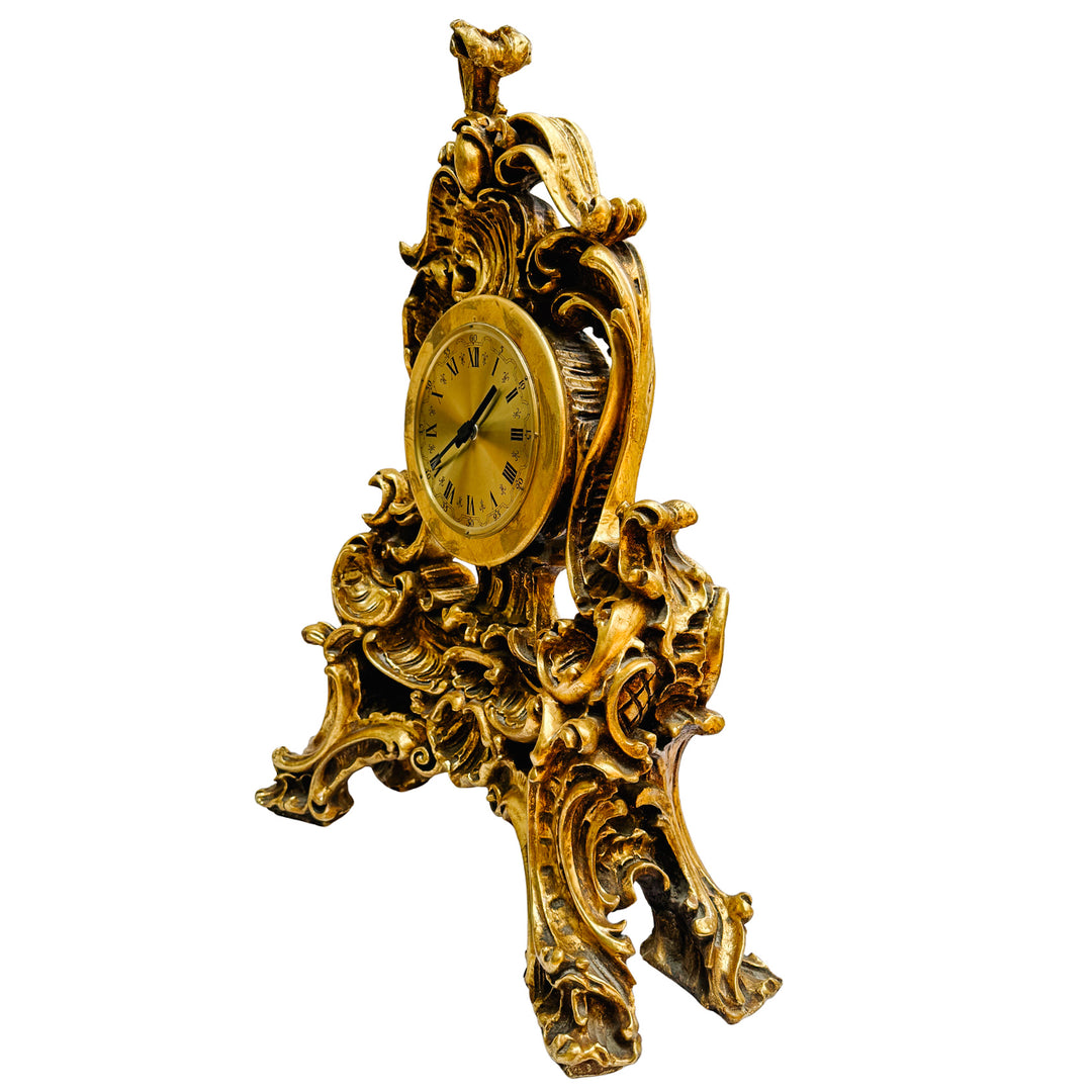 Large Scale Vintage Rococo Style Gilt Table Clock, German Movement