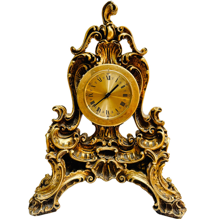Large Scale Vintage Rococo Style Gilt Table Clock, German Movement