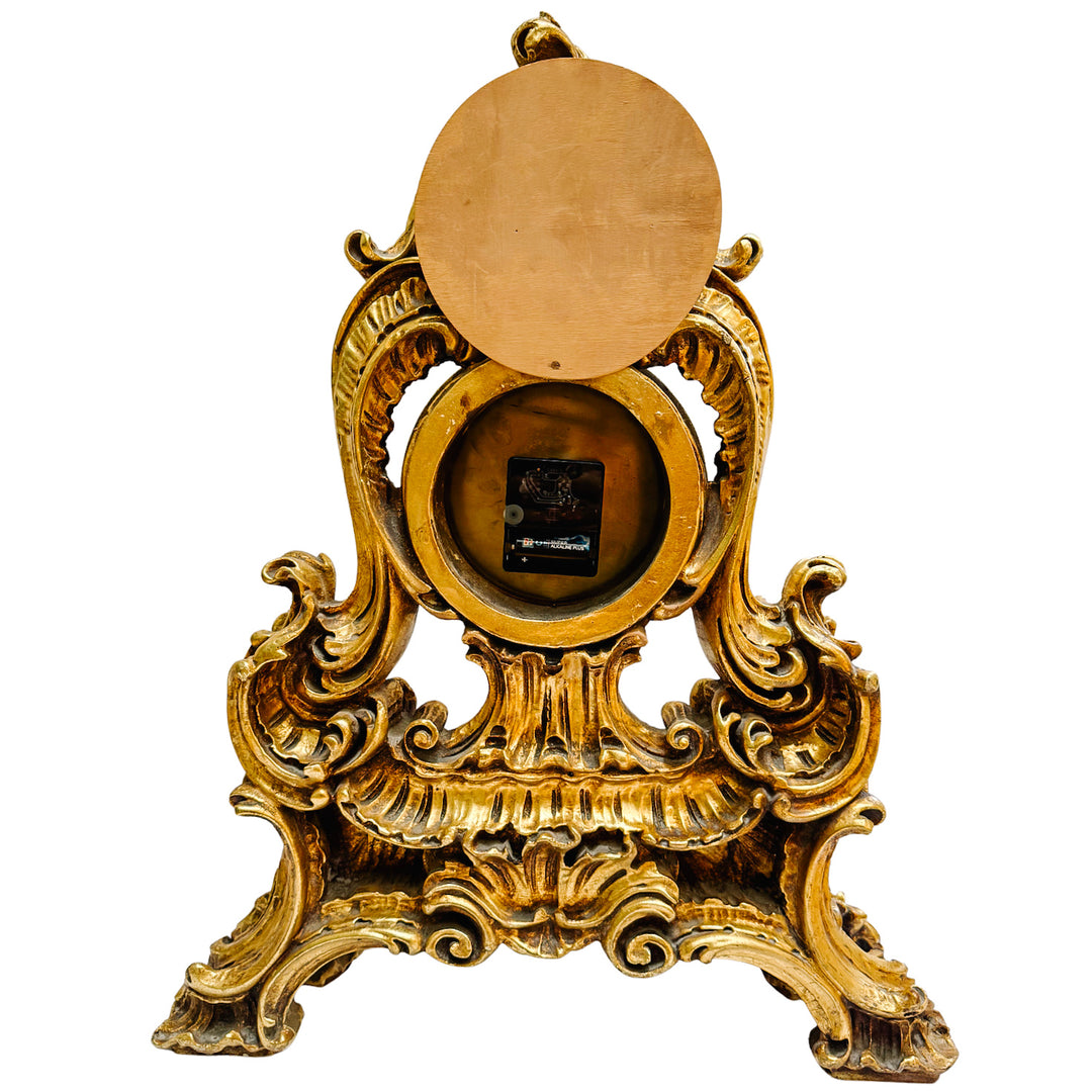 Large Scale Vintage Rococo Style Gilt Table Clock, German Movement