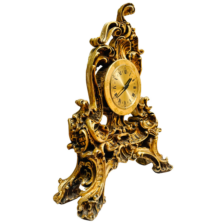 Large Scale Vintage Rococo Style Gilt Table Clock, German Movement