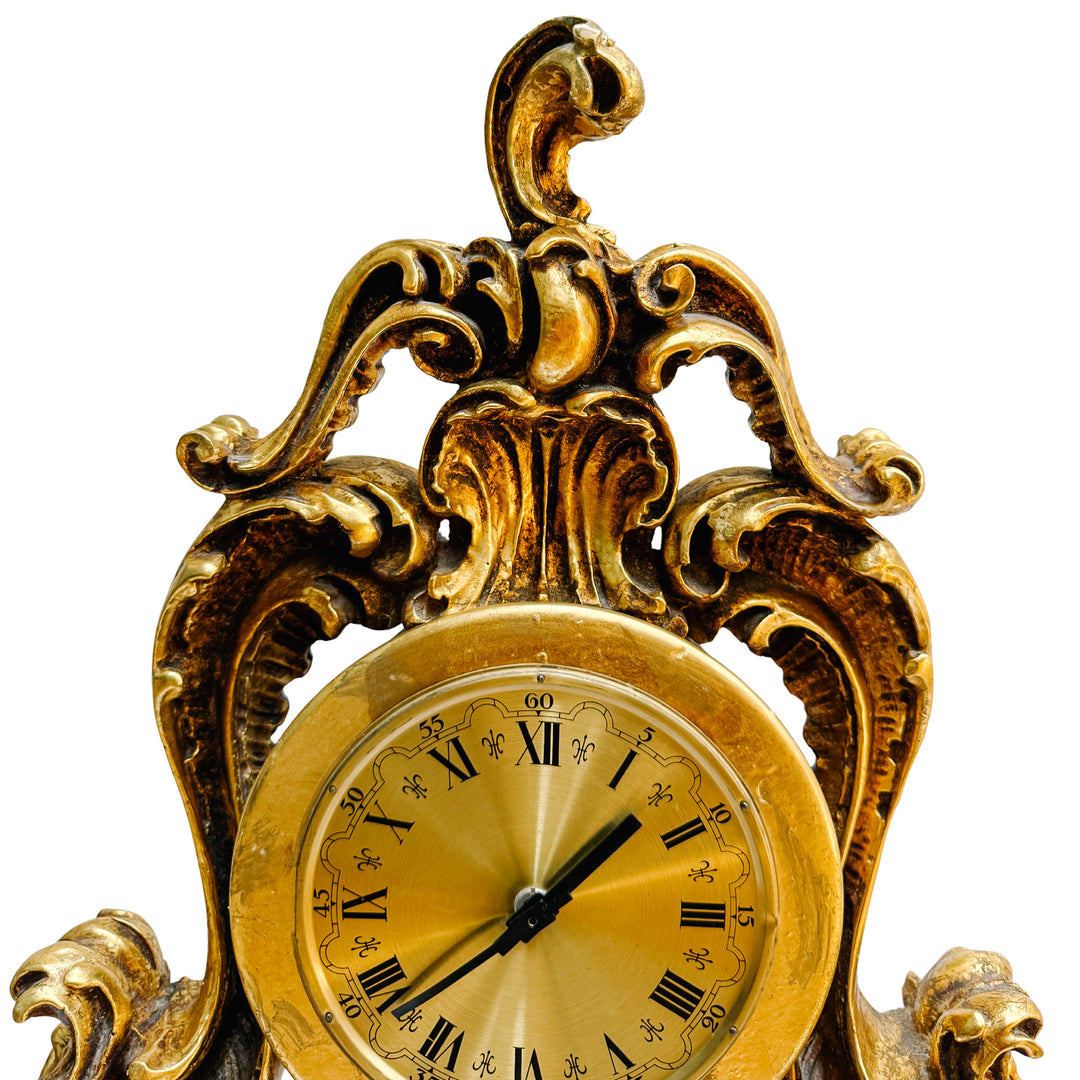 Large Scale Vintage Rococo Style Gilt Table Clock, German Movement