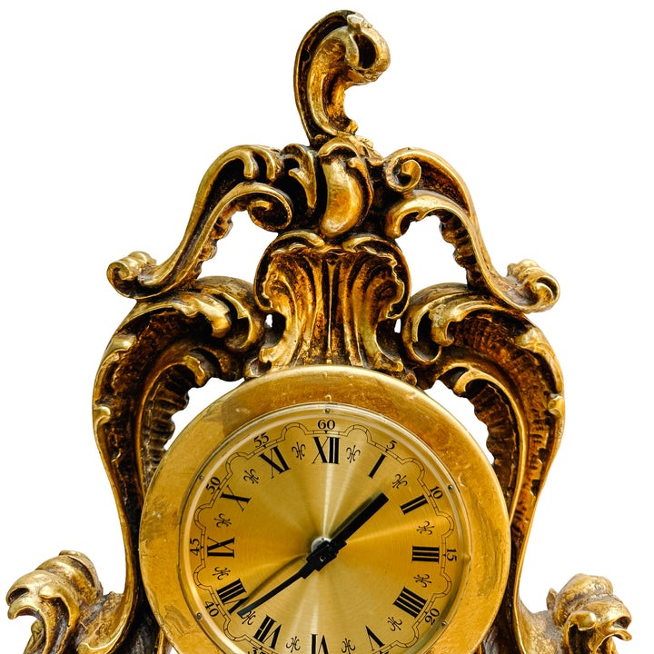 Large Scale Vintage Rococo Style Gilt Table Clock, German Movement