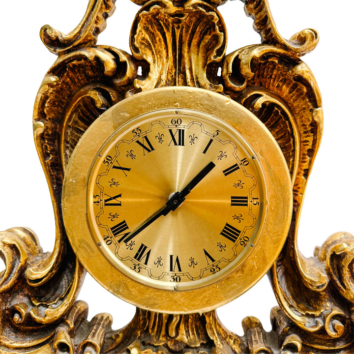 Large Scale Vintage Rococo Style Gilt Table Clock, German Movement