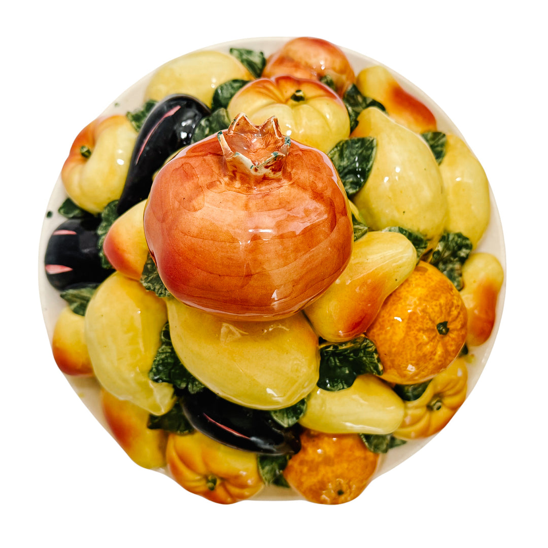 Large Spanish Faience Mixed Fruit Topiary Centerpiece on Pedestal