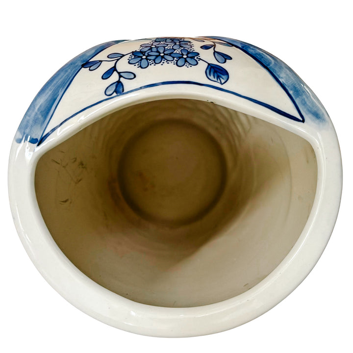 Large Vintage Blue & White Owl Umbrella Stand