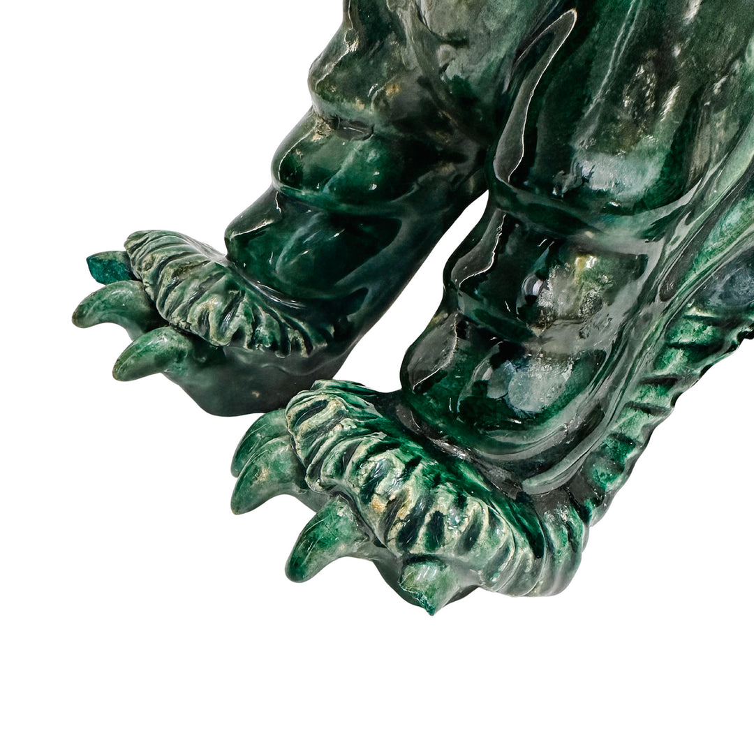 Large Vintage Chinese Green Glazed Pottery Kylin Chinese Dragons