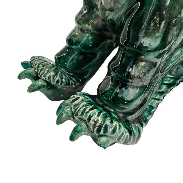 Large Vintage Chinese Green Glazed Pottery Kylin Chinese Dragons