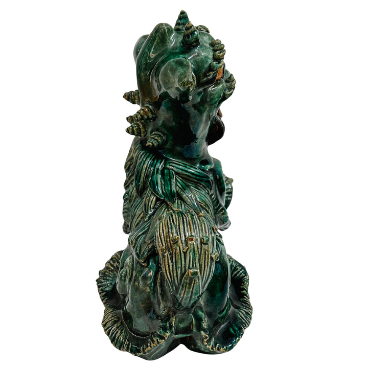 Large Vintage Chinese Green Glazed Pottery Kylin Chinese Dragons