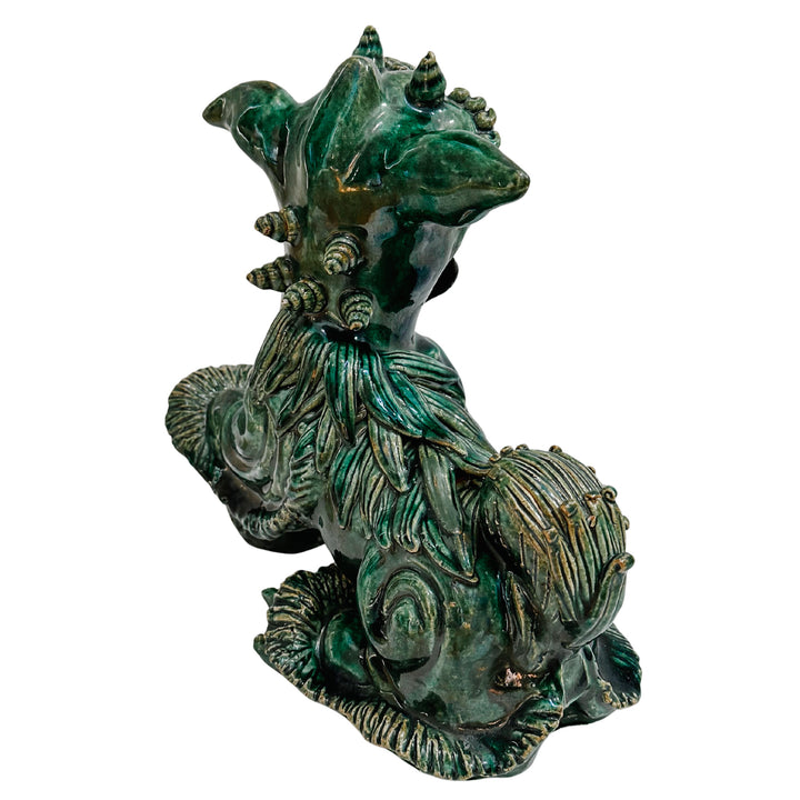 Large Vintage Chinese Green Glazed Pottery Kylin Chinese Dragons