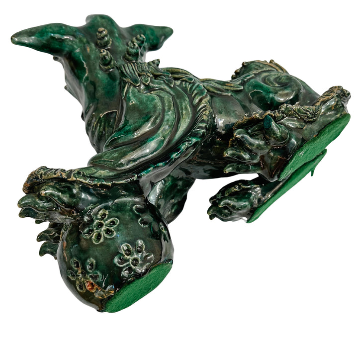 Large Vintage Chinese Green Glazed Pottery Kylin Chinese Dragons