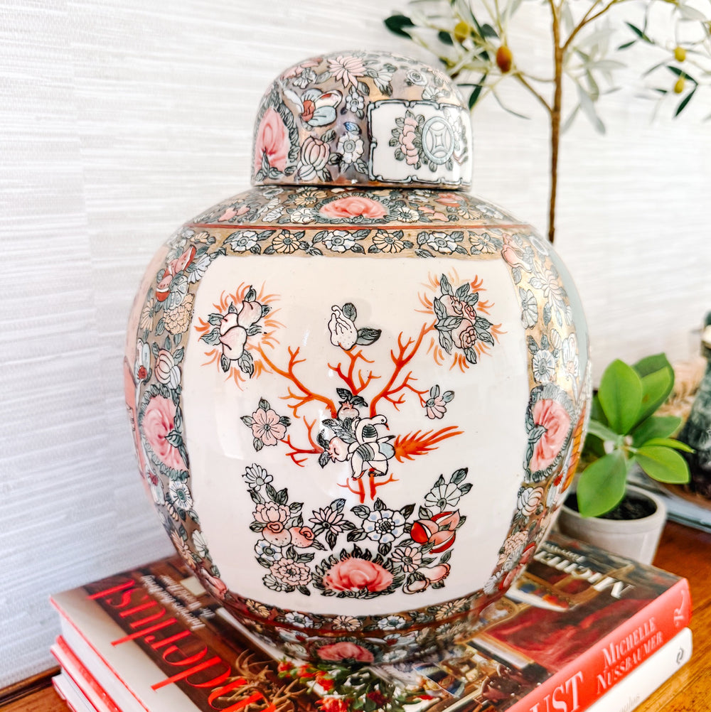 Large Chinese Rose Medallion Porcelain Ginger Jar