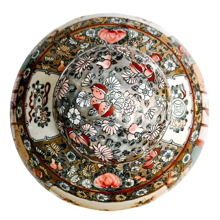 Large 13" Chinese Rose Medallion Porcelain Ginger Jar