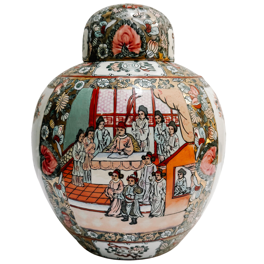 Large Chinese Rose Medallion Porcelain Ginger Jar