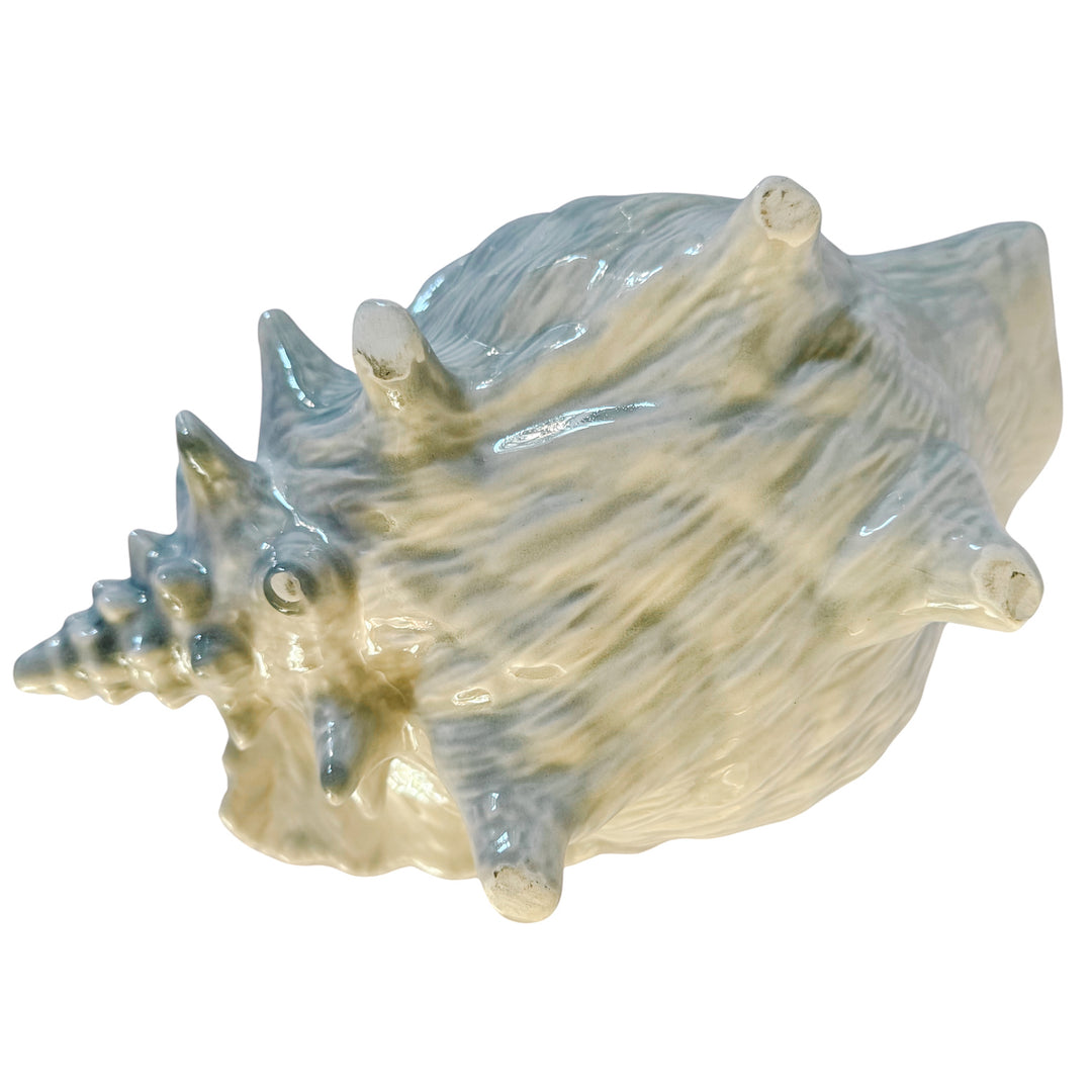 Large Vintage Coastal Ceramic Conch Shell Planter & Centerpiece Bowl