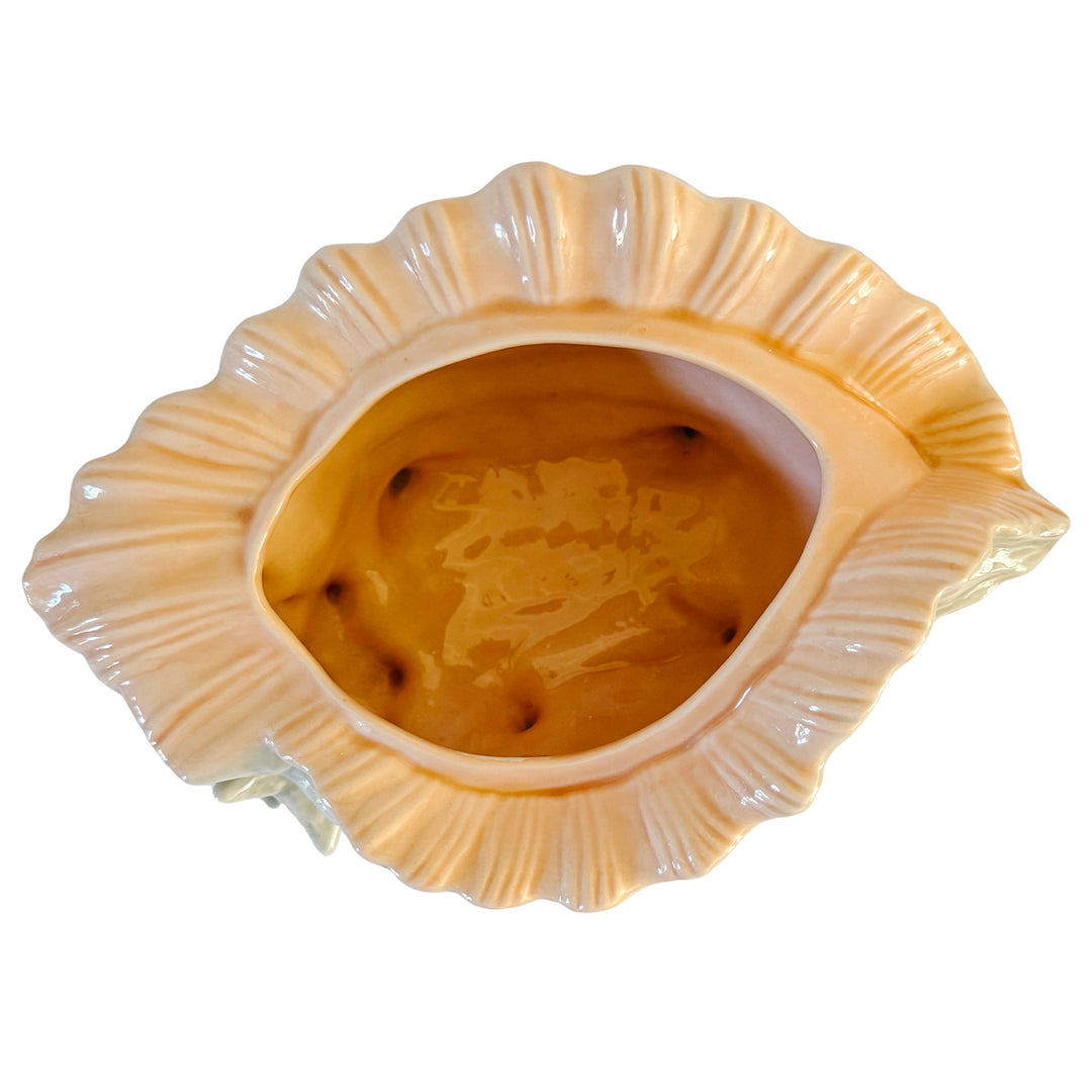 Large Vintage Coastal Ceramic Conch Shell Planter & Centerpiece Bowl