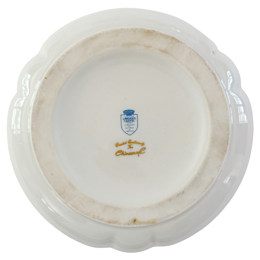 Large Vintage French Limoges Porcelain Ashtray With Birds of Paradise & 22k Gold Gilding