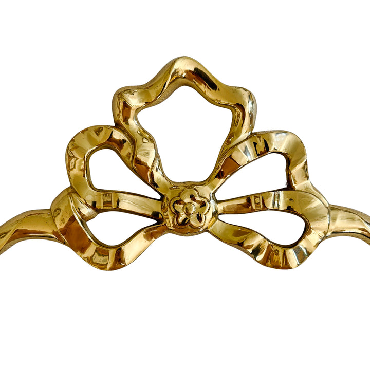 Large Vintage Hollywood Regency Solid Brass Bow & Ribbon Wall Hanging