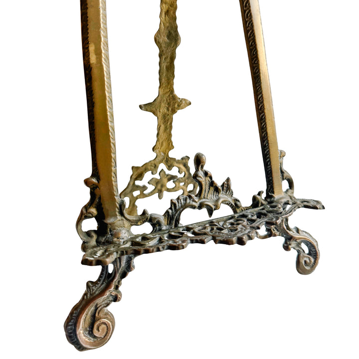 Large Vintage Rococo / Baroque Revival Brass Tabletop Display Easel