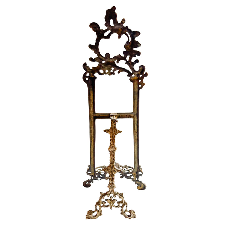 Large Vintage Rococo / Baroque Revival Brass Tabletop Display Easel