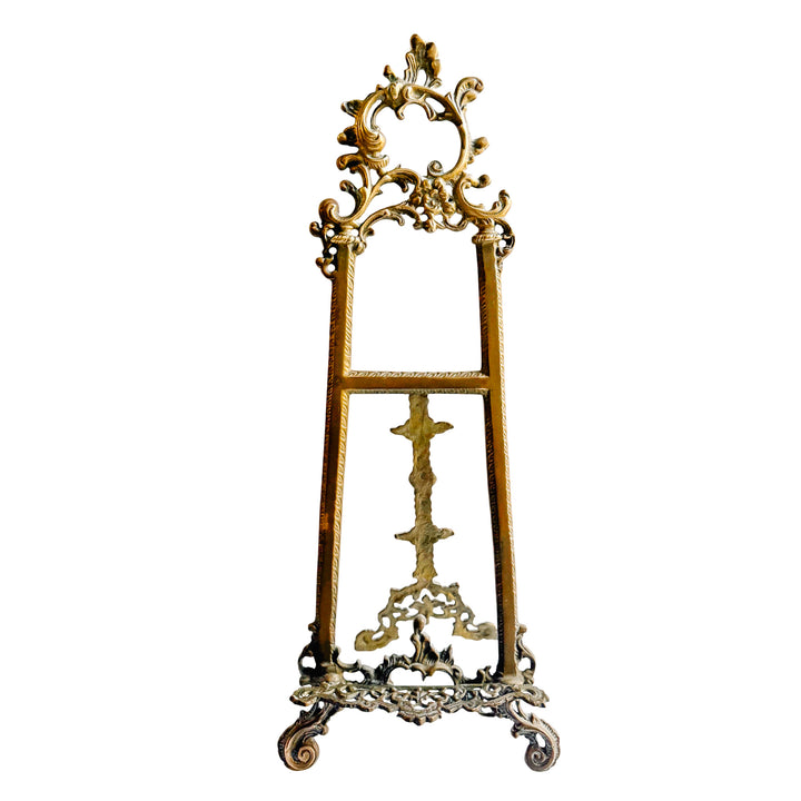 Large Vintage Rococo / Baroque Revival Brass Tabletop Display Easel