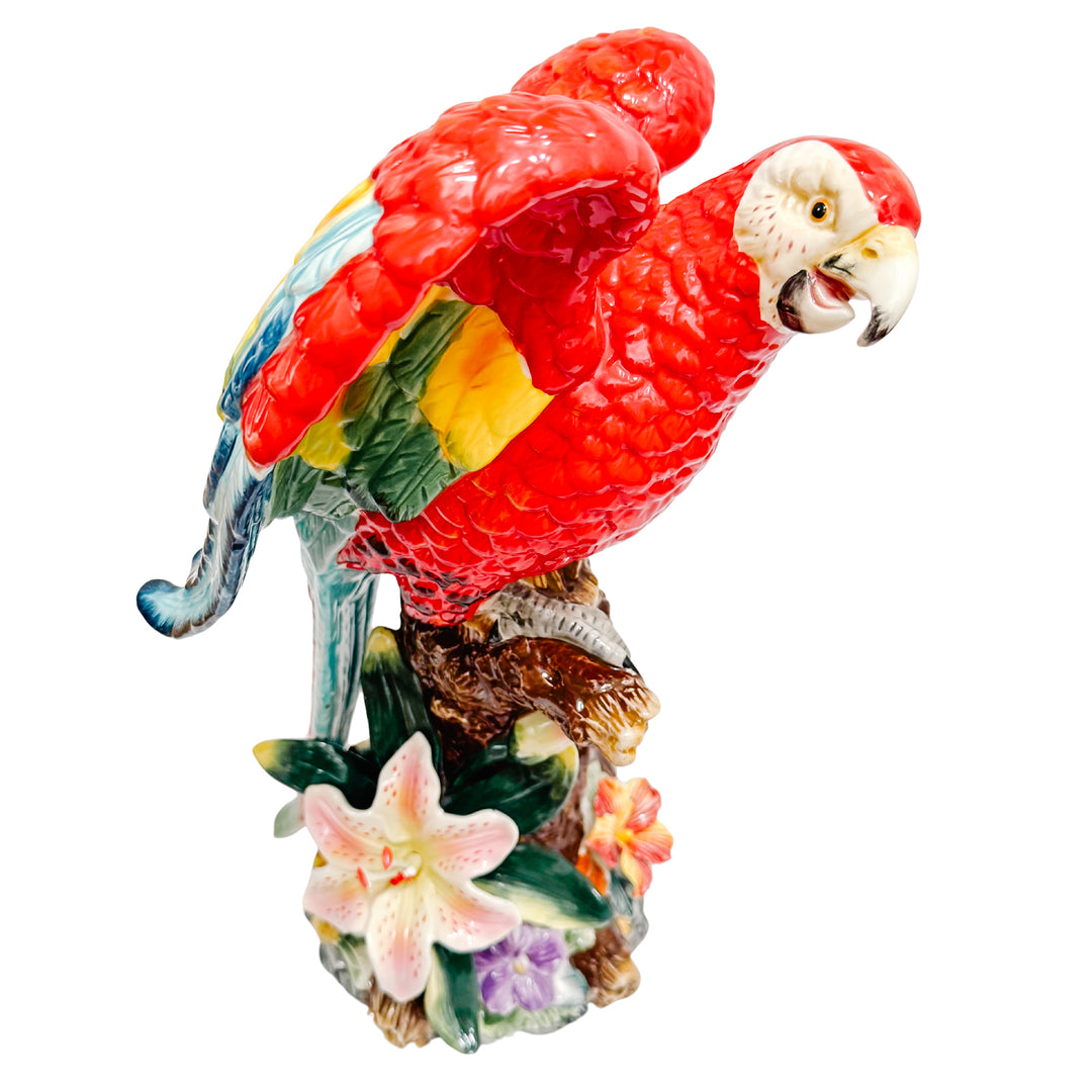 Large Vintage Perched Macaw Parrot Figurine
