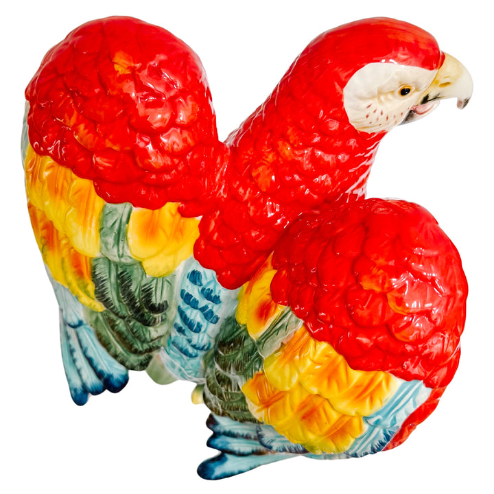 Large Vintage Perched Macaw Parrot Figurine