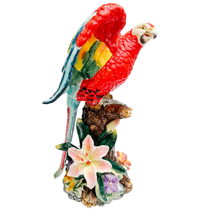 Large Vintage Perched Macaw Parrot Figurine