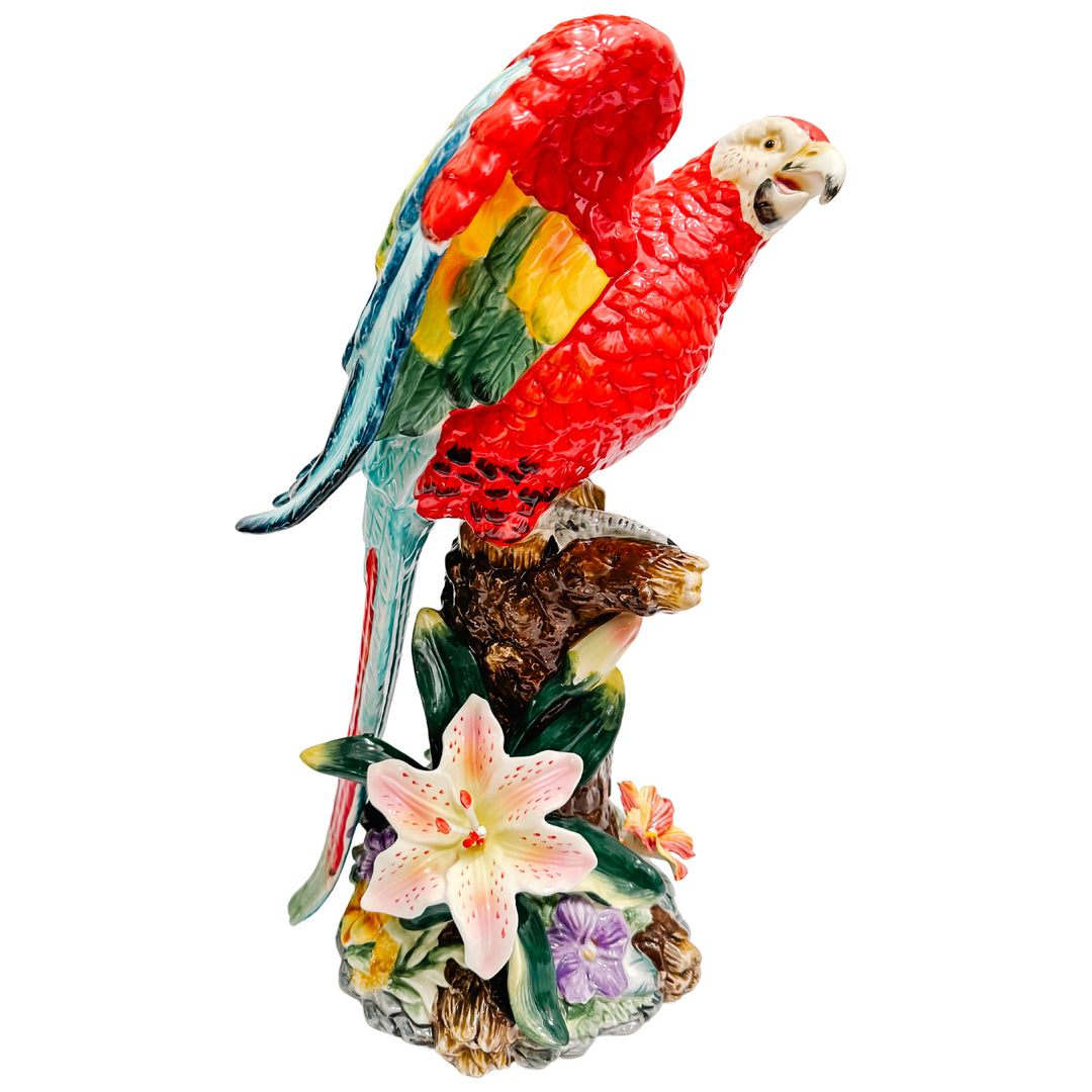 Large Vintage Perched Macaw Parrot Figurine