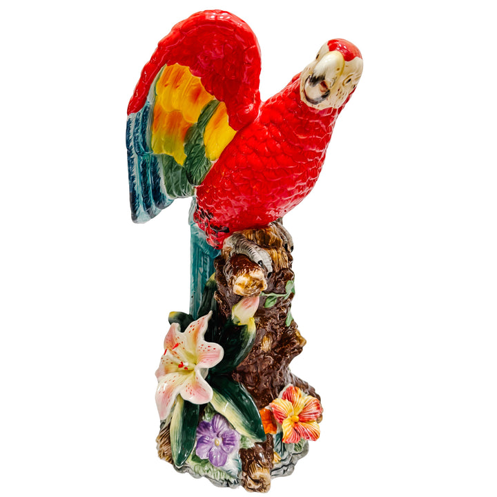 Large Vintage Perched Macaw Parrot Figurine