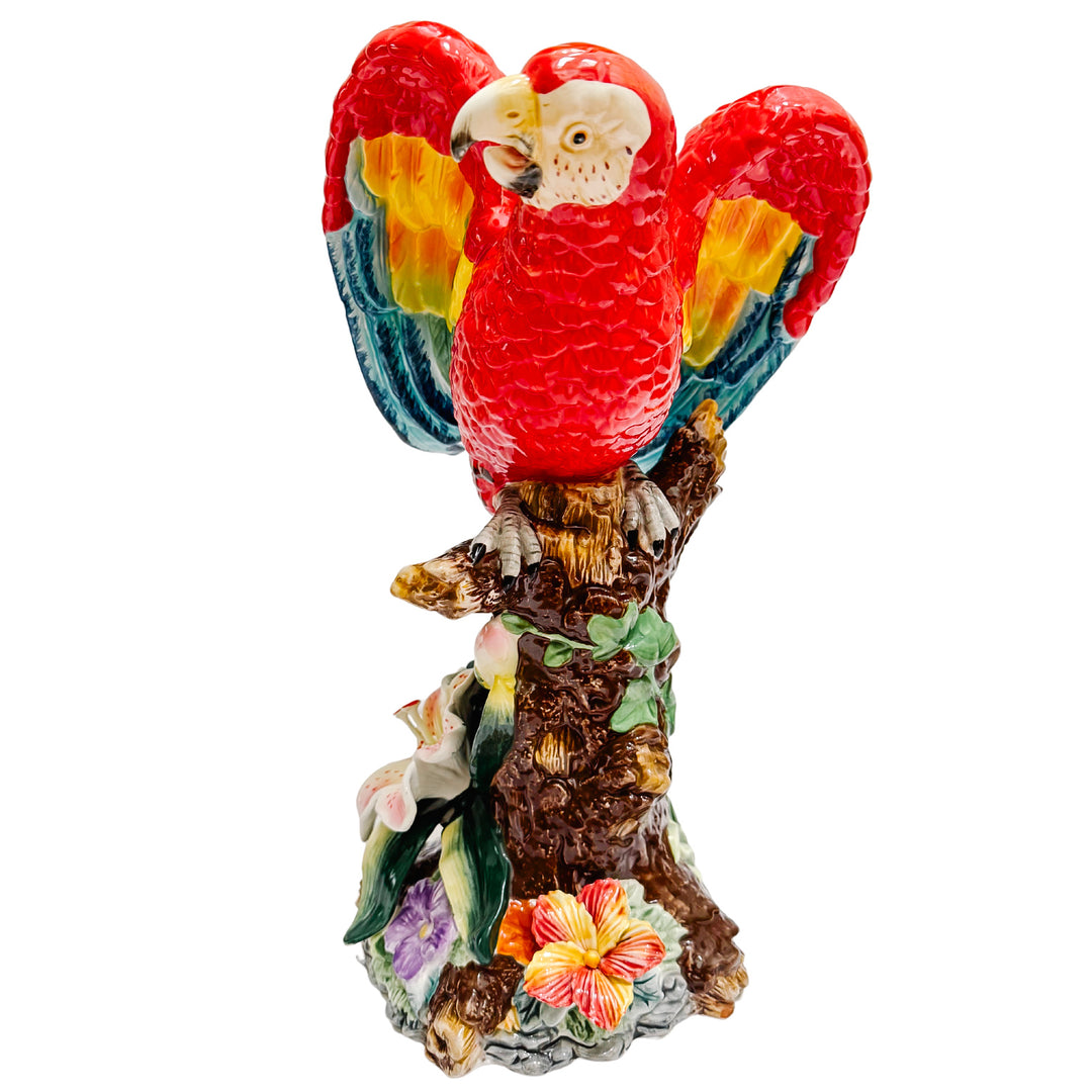 Large Vintage Perched Macaw Parrot Figurine