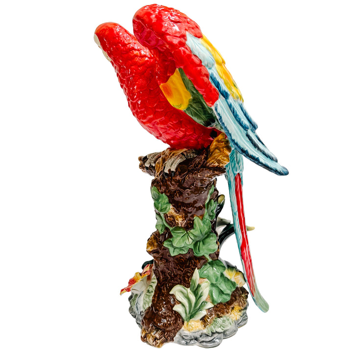 Large Vintage Perched Macaw Parrot Figurine