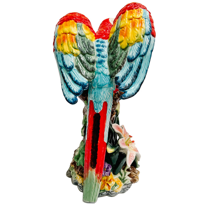 Large Vintage Perched Macaw Parrot Figurine