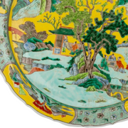 Large Yellow Ground Chinese Landscape Decorative Plate 17.5"