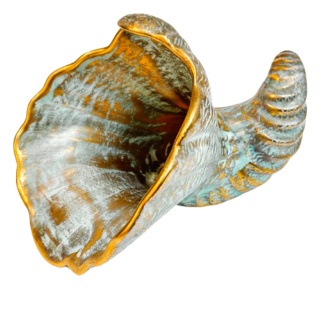Large 22K Gold Green Cornucopia Shell
