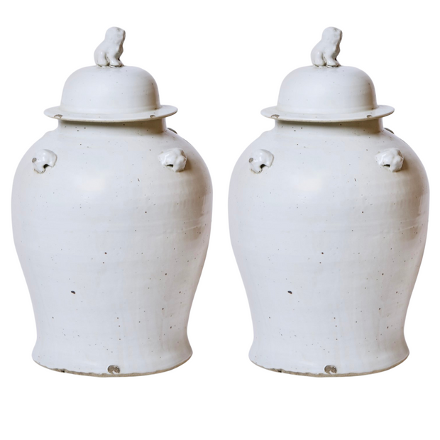 Large Antique White Temple Jars