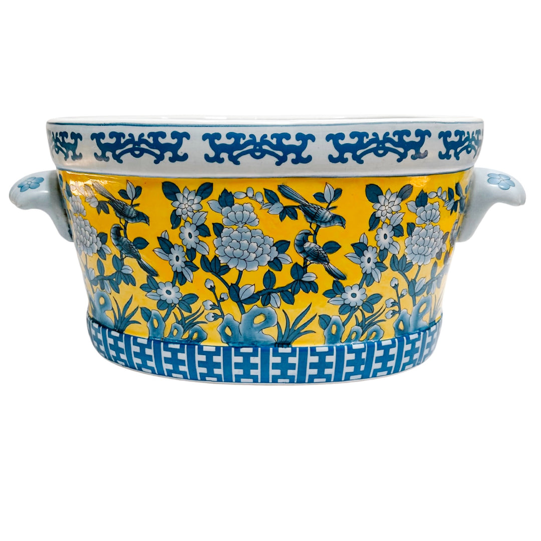 Large Blue & Yellow Chinoiserie Foot Bath Planter