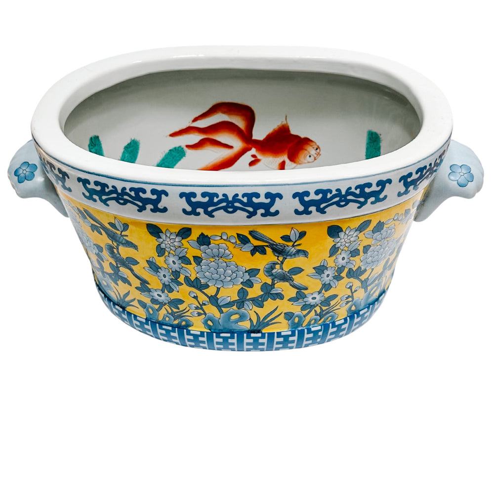 Large Blue & Yellow Chinoiserie Foot Bath Planter