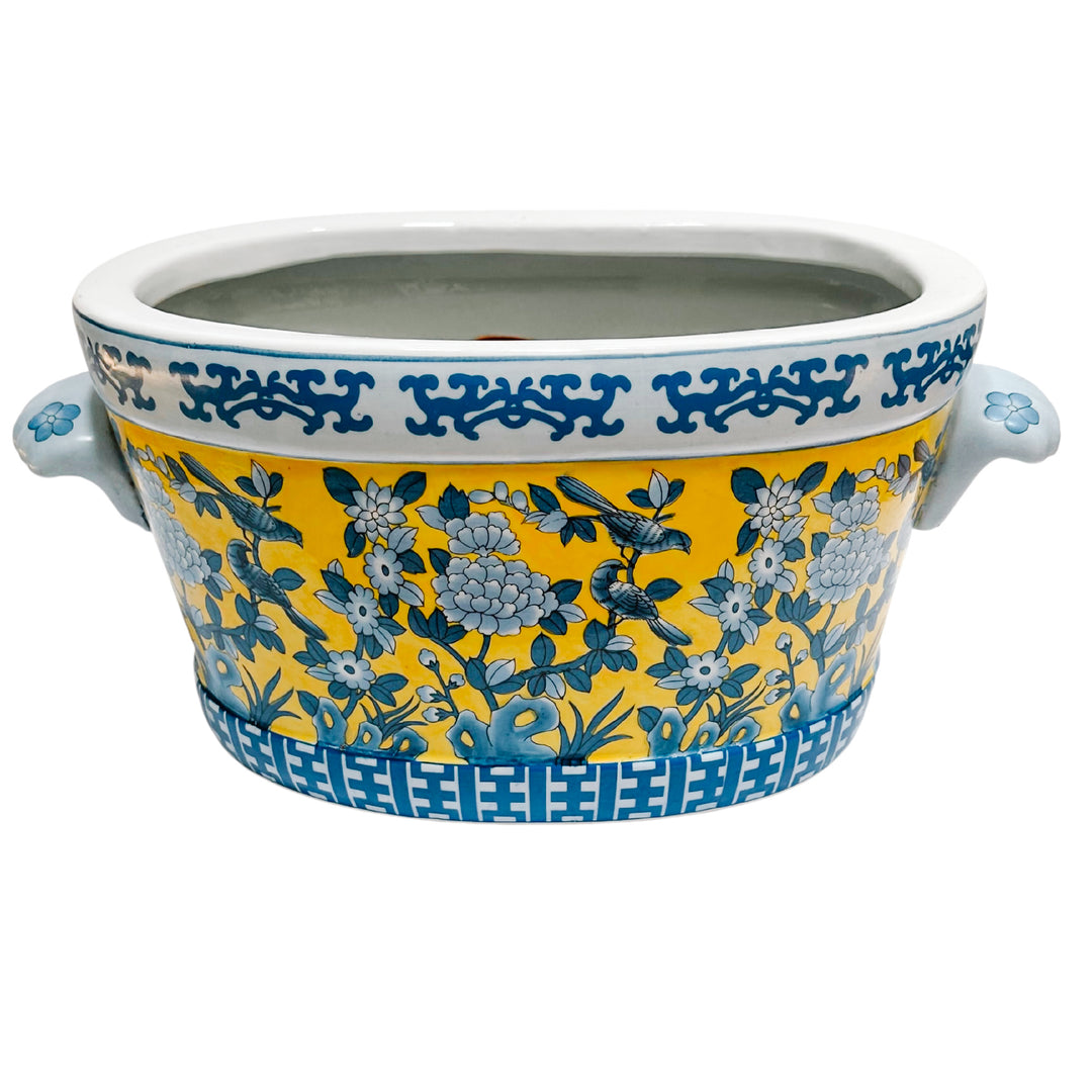 Large Blue & Yellow Chinoiserie Foot Bath Planter