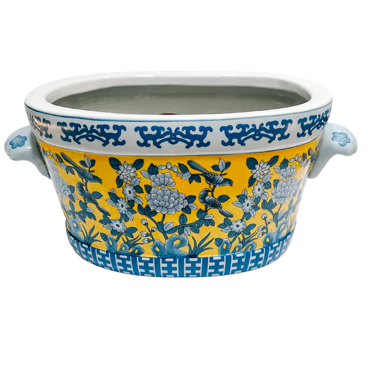 Large Blue & Yellow Chinoiserie Foot Bath Planter