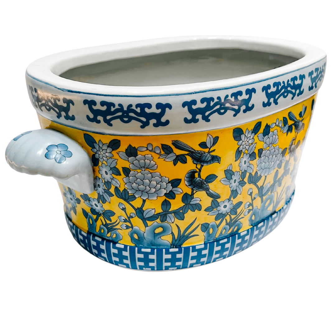 Large Blue & Yellow Chinoiserie Foot Bath Planter