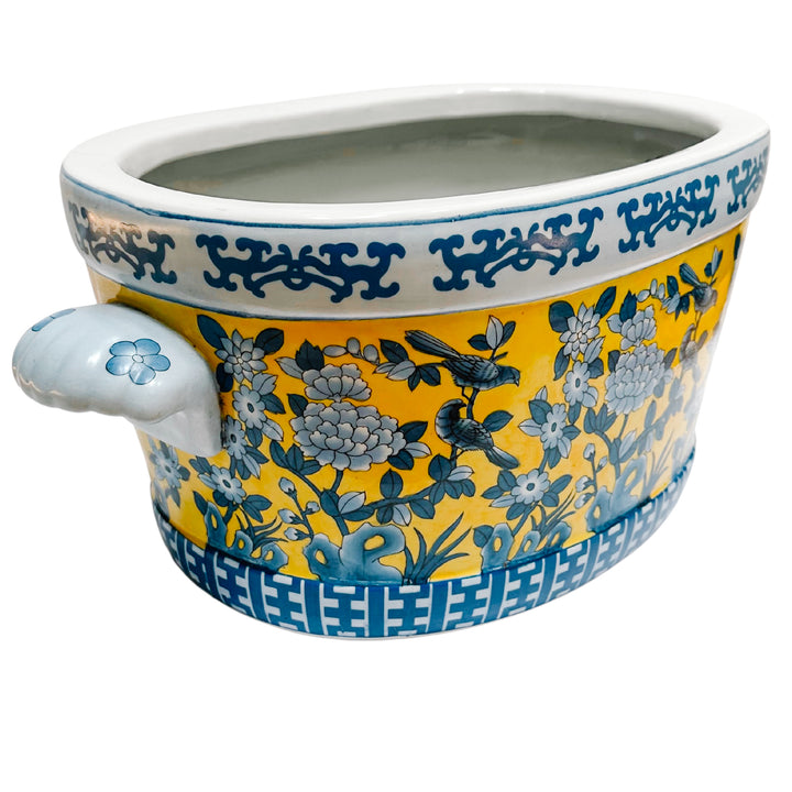 Large Blue & Yellow Chinoiserie Foot Bath Planter